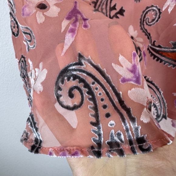 PEACH LOVE CALIFORNIA Cropped String Pink Tank Top Boho Floral / Size Large - Picture 11 of 13